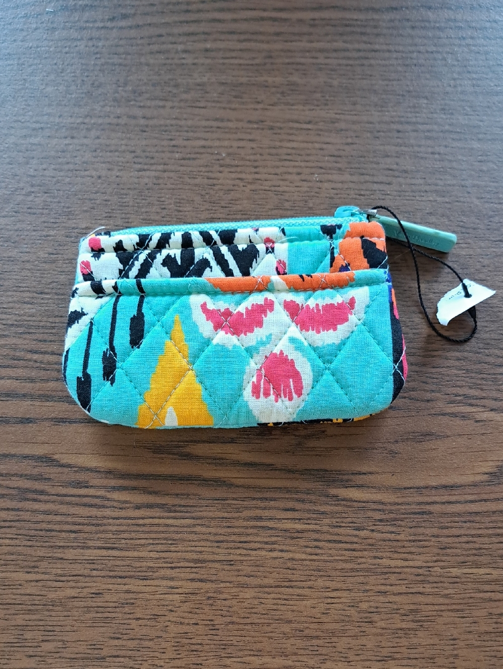 Vera Bradley Quilted Floral Zipper Coin Pouch in Turquoise & Multicolor
